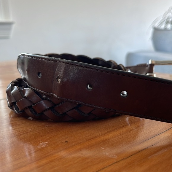 Mens Coach 40” Brown leather braided belt - Picture 3 of 8